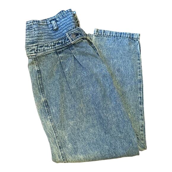 Vintage 80s Weathered Blues High Waisted Acid Wash Mom Jeans size large - Picture 4 of 16